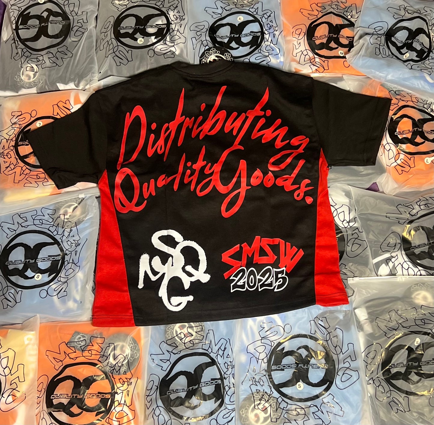 Distributing Quality Goods T-shirt(Black/Red)